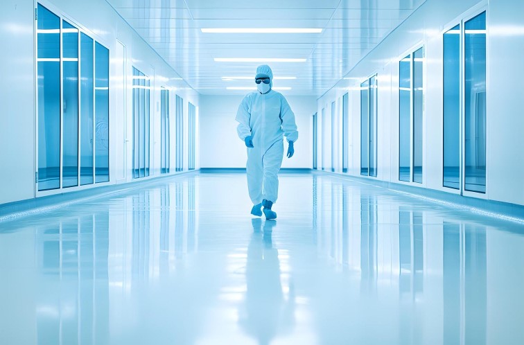 scientifique dans une salle propre